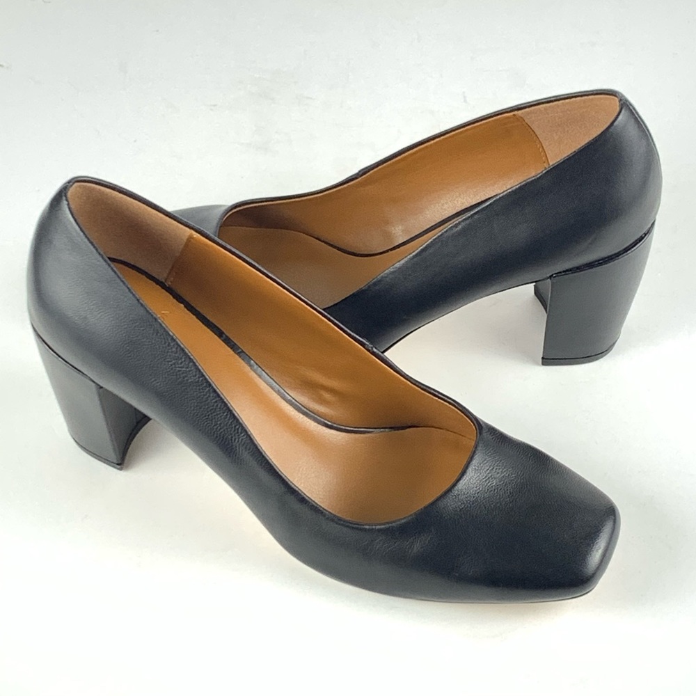 H by Halston Whitney Black Leather Heels